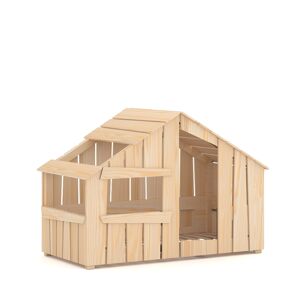 WNM Group Chalet lit simple en contreplaque de pin 190x90 naturel