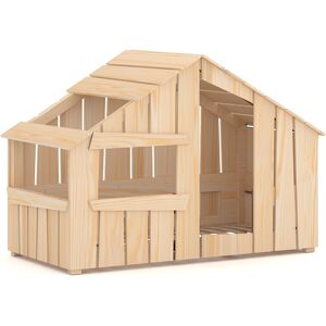 WNM Group Lit simple chalet en contreplaque de pin 200x90 naturel