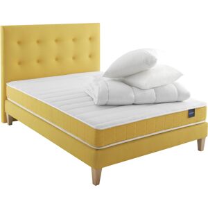 Someo Ensemble matelas, sommier, pieds, tete de lit, couette oreiller 140x19