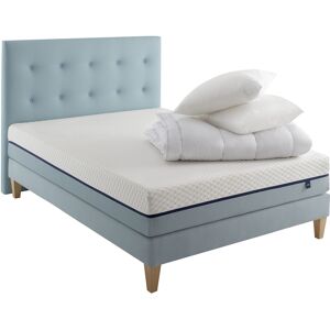 Someo Ensemble matelas, sommier, pieds, tete de lit, couette oreiller 180x20