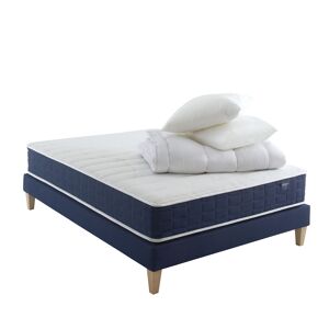 Someo Ensemble matelas ressorts, sommier, pieds, couette et oreiller 140x200