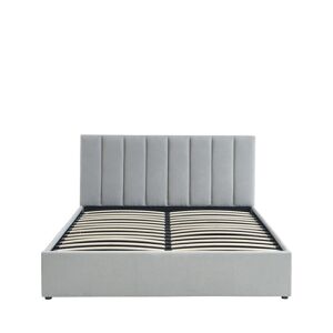 Baita Lit coffre tissu gris clair 160x200 sommier inclus