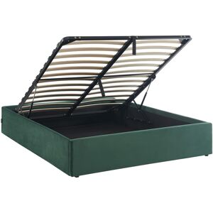 Homifab Lit coffre 140x190cm en velours vert + sommier a lattes