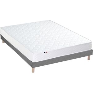 Idliterie Ensemble matelas ressorts fermes sommier gris 140x190