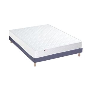 Idliterie Ensemble matelas mousse ferme sommier bleu 140x190