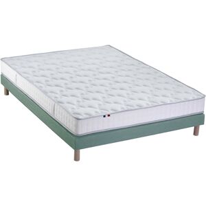 Idliterie Ensemble Matelas memoire de forme sommier vert 140x190