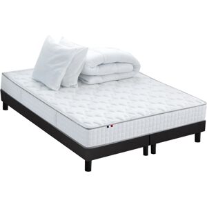 Idliterie Ensemble Matelas Ressorts + Sommier Kit couette Oreiller 180x200