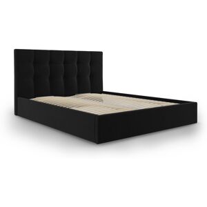 Micadoni Home Lit coffre avec tete de lit 140x200 cm en velours noir