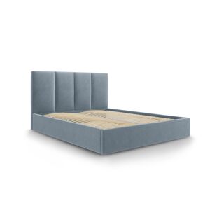 Micadoni Home Lit coffre avec tete de lit 180x200 cm en velours bleu