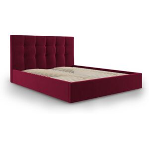 Micadoni Home Lit coffre avec tete de lit 180x200 cm en velours rouge fonce