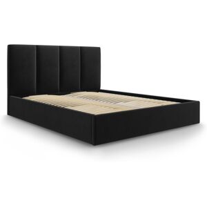 Micadoni Home Lit coffre avec tete de lit 140x200 cm en velours noir