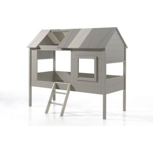 Vipack Lit cabane dans les arbres en bois gris 90x200cm