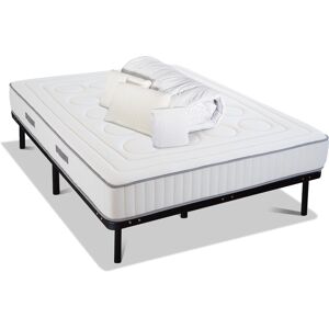 Olympe Ensemble 160x200 Matelas + Sommier Metal + Accessoires