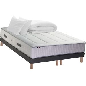 Idliterie Pack Matelas Ressort + visco + 2 Sommiers + couette oreiller 160x200