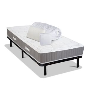 Olympe Ensemble 90x200 Matelas + Sommier Metal + Accessoires