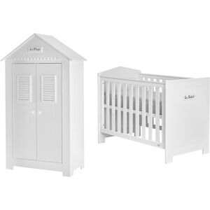 Pinio Lit bebe 60x120 armoire 2 portes blanc