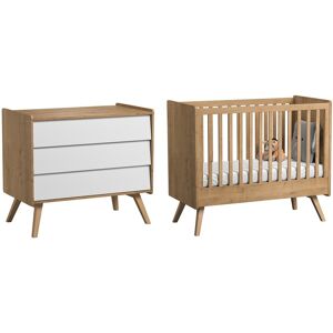 Vox Lit bebe 60x120 commode a langer naturel blanc