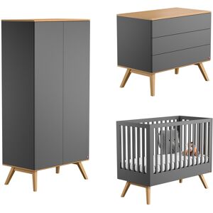 Vox Chambre bebe : Trio - lit bebe 60x120 commode armoire gris