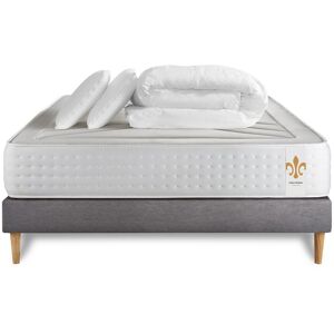 Litier Deluxe Pack matelas sommier kit 200x200 oreiller couette