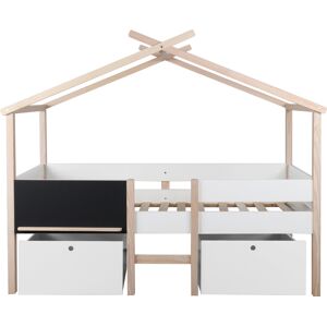 Nordic Factory Lit enfant cabane avec tiroirs blanc pin massif 90x200