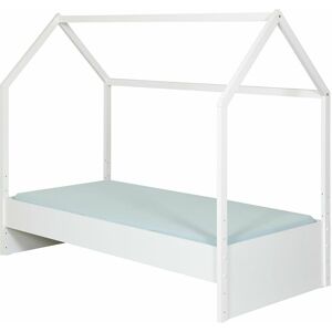 ID Kids Pack lit cabane avec matelas effet bois blanc 90x190 cm