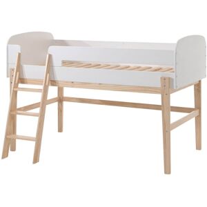 Altobuy Lit sureleve 90x200cm h.120cm blanc et bois