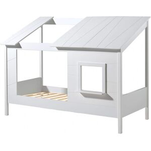 Altobuy Lit maison 90x200cm blanc avec fenetre + sommier