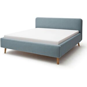 Terre de Nuit Lit scandinave capitonne en tissu bleu clair 140x200