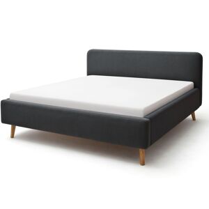 Terre de Nuit Lit scandinave capitonne en tissu anthracite 180x200