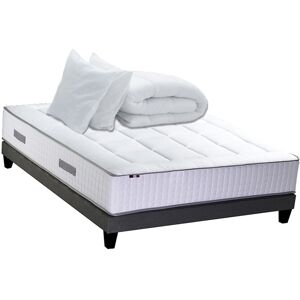 Idliterie Pack Matelas Ressort + visco + Sommier + couette oreiller 140x190