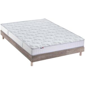 Idliterie Matelas Mousse Haute Resilience + Sommier Kit Chene clair 140x190