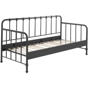 Terre de Nuit Lit enfant banquette a barreaux en metal noir 90x200