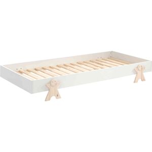 Terre de Nuit Lit enfant en bois avec pieds smiley 90x200 blanc