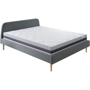 Homifab Ensemble matelas memoire 180x200 + Lit gris fonce + sommier a lattes