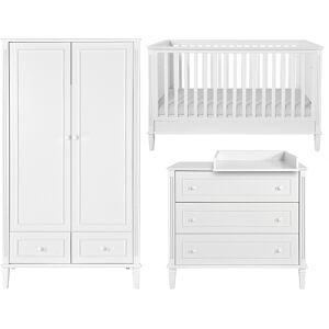 Novelies Chambre bebe : Trio - lit evolutif 70x140 commode armoire blanc