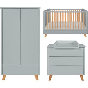 Novelies Chambre bebe : Trio - lit evolutif 70x140 commode armoire gris