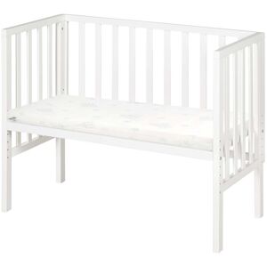 roba Lit cododo 90x45 avec matelas et barriere en bois blanc