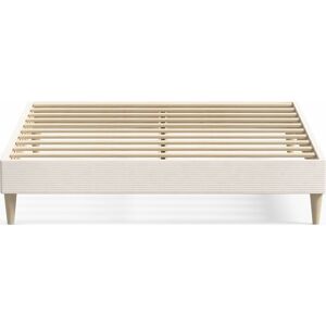 Homifab Lit adulte 160x200 cm en velours côtele beige