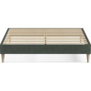 Homifab Lit adulte 160x200 cm en velours côtele vert