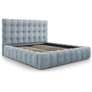 Micadoni Home Lit coffre en avec tete de lit 180x200cm en tissu velours bleu clair