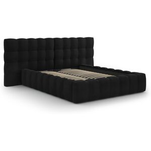 Micadoni Home Lit coffre en avec tete de lit double 160x200cm en tissu velours noir