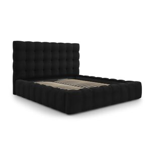 Micadoni Home Lit coffre en avec tete de lit 180x200cm en tissu velours noir