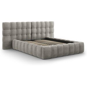 Micadoni Home Lit coffre en avec tete de lit double 140x200cm velours gris clair