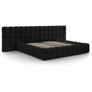 Micadoni Home Lit coffre en avec tete de lit double 200x200cm en tissu velours noir