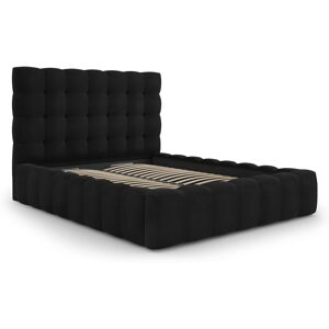 Micadoni Home Lit coffre en avec tete de lit 140x200cm en tissu velours noir