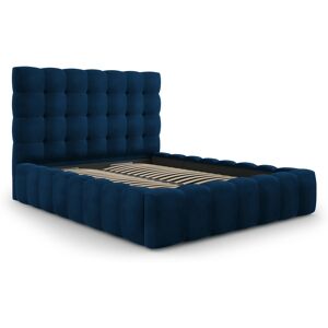 Micadoni Home Lit coffre en avec tete de lit 140x200cm en tissu velours bleu roi