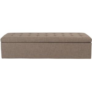 Signature Banc coffre en bois avec revetement tissu Taupe - L140 cm