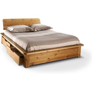 CAMIF Lit rangement en bois massif avec 2 tiroirs 160 x 200 cm