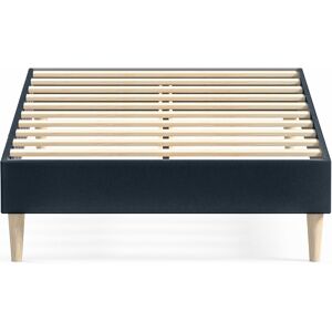 Homifab Lit adulte 90x190 cm en velours bleu nuit