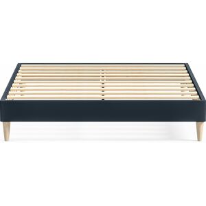 Homifab Lit adulte 140x190 cm en velours bleu nuit